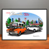 1970 Chevelle Super Sport City Garage Muscle Car Art Print - Stripe Options - - 13" X 19" UNFRAMED