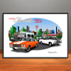 1970 Chevelle Super Sport City Garage Muscle Car Art Print - Stripe & Vinyl Top Options - 13" X 19" UNFRAMED