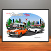 1970 Chevelle Super Sport City Garage Muscle Car Art Print - Stripe Options - - 13" X 19" UNFRAMED