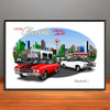 1970 Chevelle Super Sport City Garage Muscle Car Art Print - Stripe & Vinyl Top Options - 13" X 19" UNFRAMED