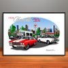 1970 Chevelle Super Sport City Garage Muscle Car Art Print - Stripe & Vinyl Top Options - 13" X 19" UNFRAMED