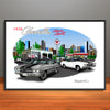 1970 Chevelle Super Sport City Garage Muscle Car Art Print - Stripe & Vinyl Top Options - 13" X 19" UNFRAMED
