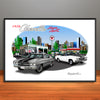 1970 Chevelle Super Sport City Garage Muscle Car Art Print - Stripe Options - - 13" X 19" UNFRAMED