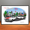 1970 Chevelle Super Sport City Garage Muscle Car Art Print - Stripe Options - - 13" X 19" UNFRAMED