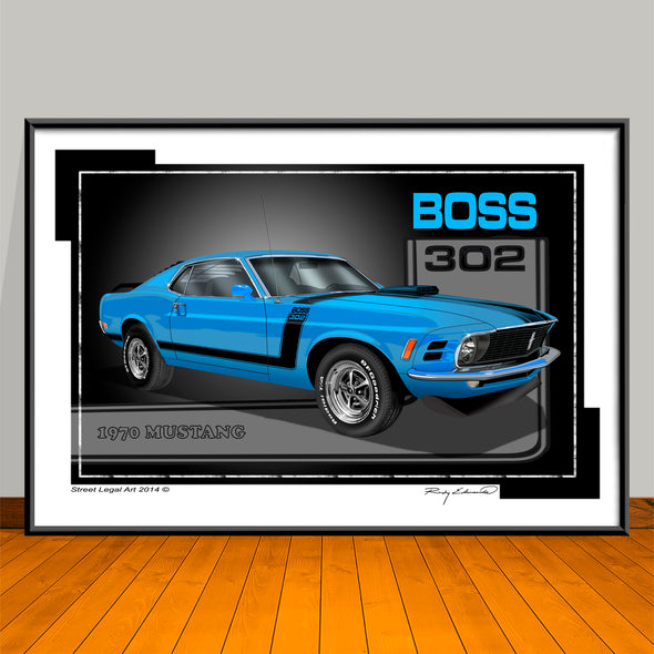 1970 Ford Mustang Boss 302 Muscle Car Art Print - 13 X 19 UNFRAMED
