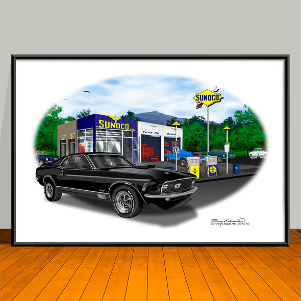 1970 Ford Mustang Mach 1 Muscle Car Art Print - 13 X 19 UNFRAMED