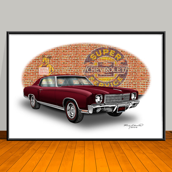1970 Chevrolet Monte Carlo Muscle Car Art Print - 13" X 19" UNFRAMED