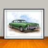 1970 Chevrolet Monte Carlo Vinyl Top Muscle Car Art Print - 18" X 24" UNFRAMED