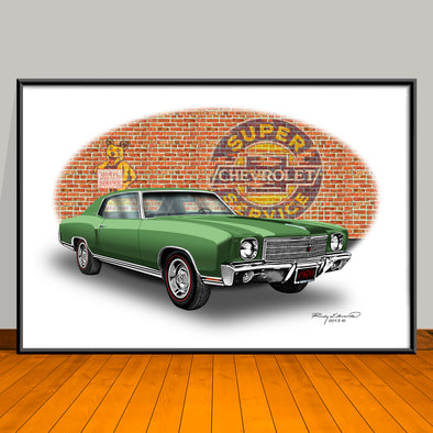 1970 Chevrolet Monte Carlo Muscle Car Art Print - 13" X 19" UNFRAMED