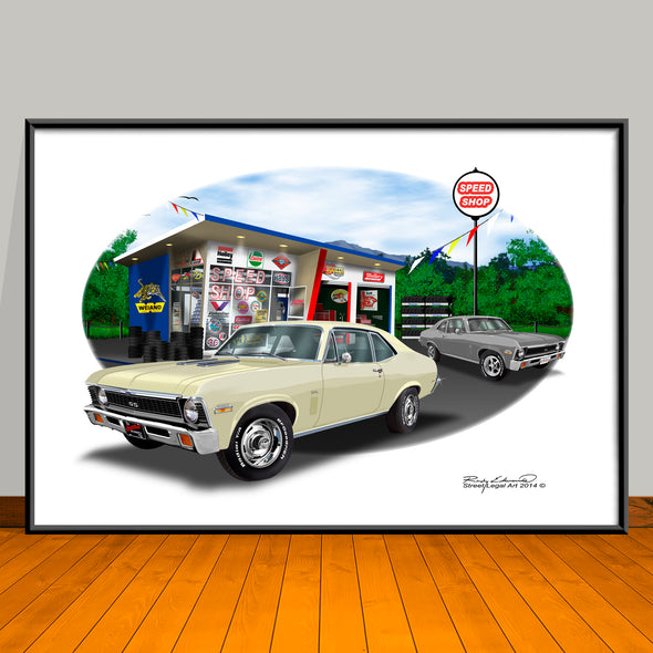 1970 Chevrolet Nova SS 350 Muscle Car Art Print 13" X 19" UNFRAMED