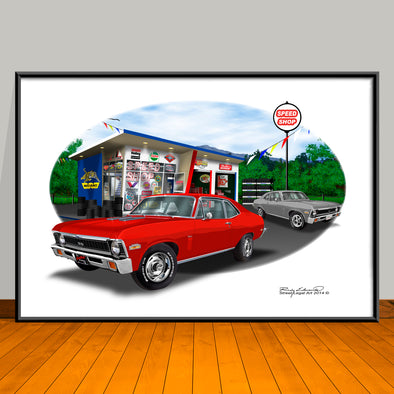 1970 Chevrolet Nova SS 396 Muscle Car Art Print 13" X 19" UNFRAMED