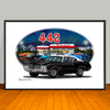1970 Oldsmobile 442 Diner Vinyl Top Muscle Car Art Print - 13" X 19" UNFRAMED