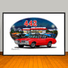 1970 Oldsmobile 442 Diner Vinyl Top Muscle Car Art Print - 13" X 19" UNFRAMED