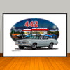 1970 Oldsmobile 442 Diner Vinyl Top Muscle Car Art Print - 13" X 19" UNFRAMED