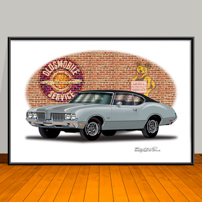 1970 Oldsmobile 442 Vinyl Top Muscle Car Art Print - 13" X 19" UNFRAMED