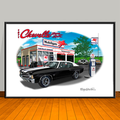 1971 Chevelle Malibu SS Stripe & Top Option Muscle Car Art Print - 13" X 19" UNFRAMED