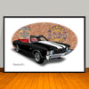 1971 Chevelle SS Convertible Black Muscle Car Art Print - 13" X 19" UNFRAMED