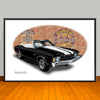 1971 Chevelle SS Convertible Black Muscle Car Art Print - 13" X 19" UNFRAMED