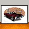 1971 Chevelle SS Convertible Black Cherry Muscle Car Art Print - 13" X 19" UNFRAMED