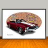 1971 Chevelle SS Convertible Black Cherry Muscle Car Art Print - 13" X 19" UNFRAMED