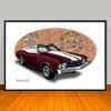 1971 Chevelle SS Convertible Black Cherry Muscle Car Art Print - 13" X 19" UNFRAMED