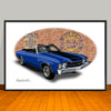 1971 Chevelle SS Convertible Dark Blue Muscle Car Art Print - 13" X 19" UNFRAMED