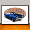 1971 Chevelle SS Convertible Dark Blue Muscle Car Art Print - 13" X 19" UNFRAMED
