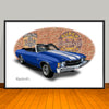 1971 Chevelle SS Convertible Dark Blue Muscle Car Art Print - 13" X 19" UNFRAMED
