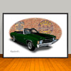 1971 Chevelle SS Convertible Dark Green Muscle Car Art Print - 13" X 19" UNFRAMED