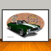 1971 Chevelle SS Convertible Dark Green Muscle Car Art Print - 13" X 19" UNFRAMED