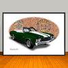 1971 Chevelle SS Convertible Dark Green Muscle Car Art Print - 13" X 19" UNFRAMED
