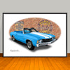 1971 Chevelle SS Convertible Light Blue Muscle Car Art Print - 13" X 19" UNFRAMED