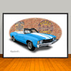 1971 Chevelle SS Convertible Light Blue Muscle Car Art Print - 13" X 19" UNFRAMED