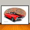 1971 Chevelle SS Convertible Red Muscle Car Art Print - 13" X 19" UNFRAMED