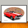 1971 Chevelle SS Convertible Red Muscle Car Art Print - 13" X 19" UNFRAMED