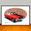 1971 Chevelle SS Convertible Red Muscle Car Art Print - 13" X 19" UNFRAMED