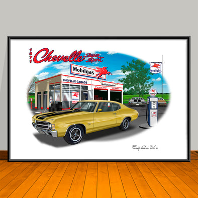 1971 Chevelle Malibu SS Stripe Option Muscle Car Art Print - 13" X 19" UNFRAMED