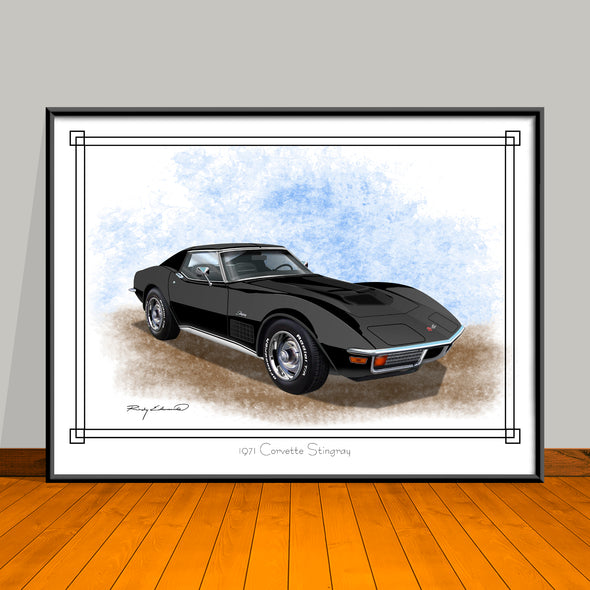 1971 Chevrolet Corvette Stingray Muscle Car Art Print - 18" X 24" UNFRAMED