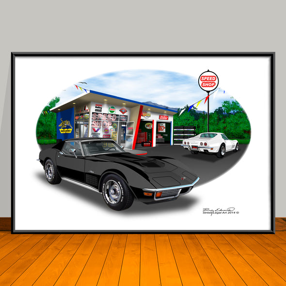 1971 Chevrolet Corvette Stingray Car Art Print - 13" X 19" UNFRAMED