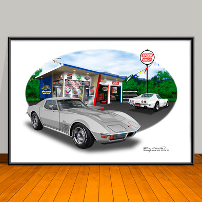 1971 Chevrolet Corvette Stingray Car Art Print - 13" X 19" UNFRAMED