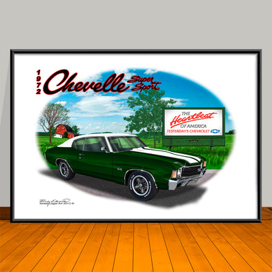 1972 Chevelle SS Stripe & Top Option Muscle Car Art Print - 13" X 19" UNFRAMED