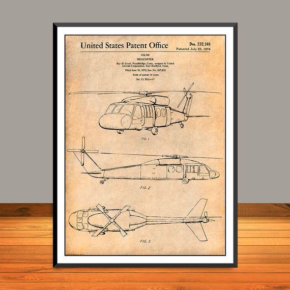 1972 Sikorsky UH-60 Black Hawk Patent Print - Unframed