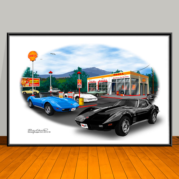 1973 Chevrolet Corvette Car Art Print - 13" X 19" UNFRAMED