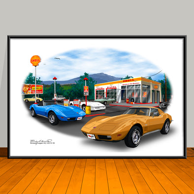 1973 Chevrolet Corvette Car Art Print - 13" X 19" UNFRAMED
