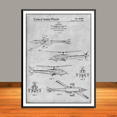 1973 AH-64 Apache Helicopter Patent Print - Unframed