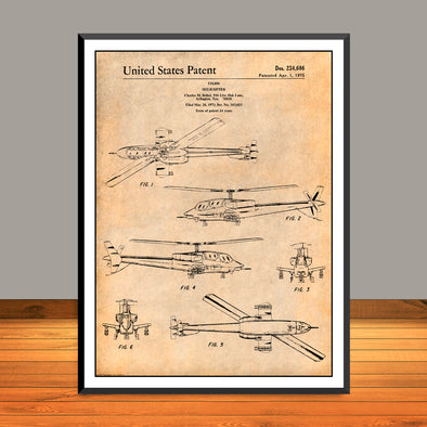 1973 AH-64 Apache Helicopter Patent Print - Unframed