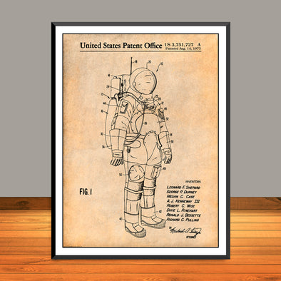 1973 NASA Apollo Space Suit Patent Print - UNFRAMED