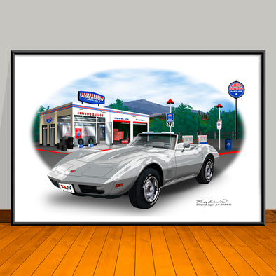1974 Chevrolet Corvette Convertible Car Art Print - 13" X 19" UNFRAMED