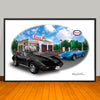 1974 Chevrolet Corvette Esso Garage Car Art Print - 13" X 19" UNFRAMED