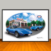 1974 Chevrolet Corvette Esso Garage Car Art Print - 13" X 19" UNFRAMED